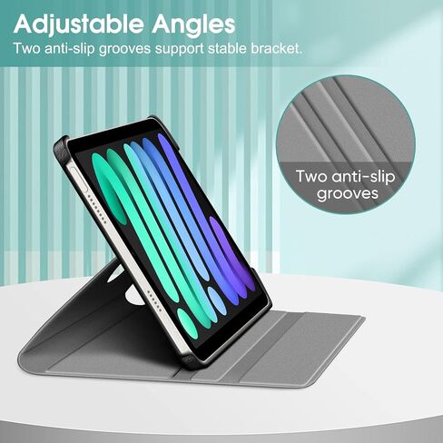 Fintie Slim Rotating Case for iPad Mini 7 (A17 Pro) 2024 / iPad Mini 6 2021-360 Degree Swiveling Stand Protective Back Cover, Auto Wake/Sleep for iPad Mini 7th/6th Generation 8.3 Inch, Black in Saudi Arabia