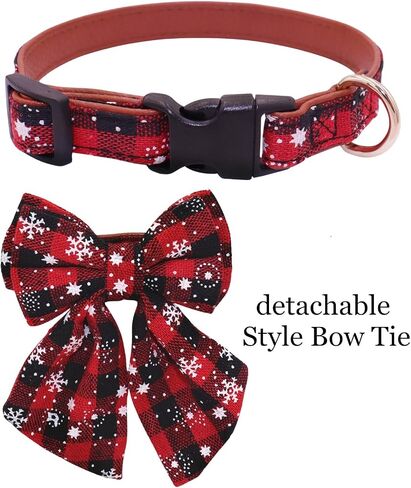 THAIN Velvet Dog Collar with Style Bow Tie, Quick Release Plastic Buckle Adjustable Dog Collars for Small Medium Large Dogs Pets(S, Velvet Pink) in Kuwait