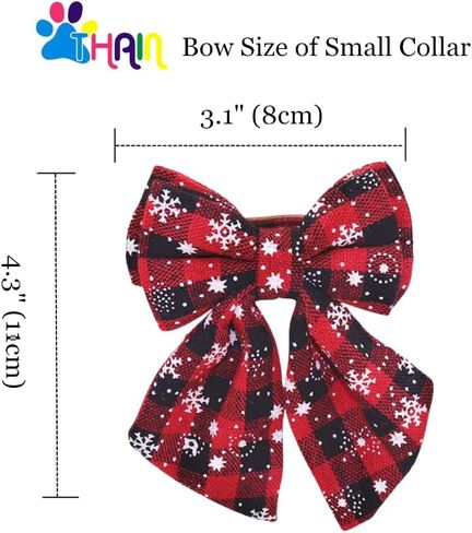 THAIN Velvet Dog Collar with Style Bow Tie, Quick Release Plastic Buckle Adjustable Dog Collars for Small Medium Large Dogs Pets(S, Velvet Pink) in Kuwait