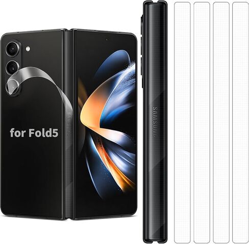 4 Pack for Samsung Galaxy Z Fold 5 Hinge Protector Skin Wrap Phone Cover Film Sticker Carbon Fiber 3M Flexible PVC Vinyl Thin Decal Protective Film for Side Border HD Clear in Saudi Arabia