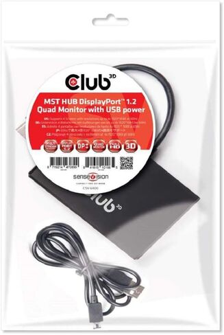 Club3D CSV-6400 Multi Stream Transport (MST) DisplayPort to DisplayPort Multi Monitor Splitter - 4-Port MST Hub - DP 1.2 to 4x DP MST Hub USB powered in Saudi Arabia