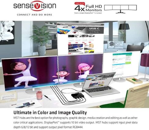 Club3D CSV-6400 Multi Stream Transport (MST) DisplayPort to DisplayPort Multi Monitor Splitter - 4-Port MST Hub - DP 1.2 to 4x DP MST Hub USB powered in Saudi Arabia