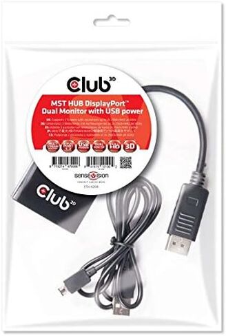 Club3D CSV-6400 Multi Stream Transport (MST) DisplayPort to DisplayPort Multi Monitor Splitter - 4-Port MST Hub - DP 1.2 to 4x DP MST Hub USB powered in Saudi Arabia
