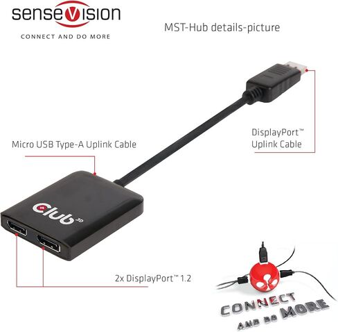 Club3D CSV-6400 Multi Stream Transport (MST) DisplayPort to DisplayPort Multi Monitor Splitter - 4-Port MST Hub - DP 1.2 to 4x DP MST Hub USB powered in Saudi Arabia