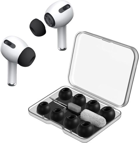 4 أزواج من أطراف الأذن البديلة لأجهزة AirPods Pro وAirPods Pro الجيل الثاني مع فتحة لتقليل الضوضاء، تناسب علبة الشحن، أطراف أذن ناعمة مضادة للانزلاق متوافقة مع Airpods Pro/Pro 2 (أسود) in Kuwait