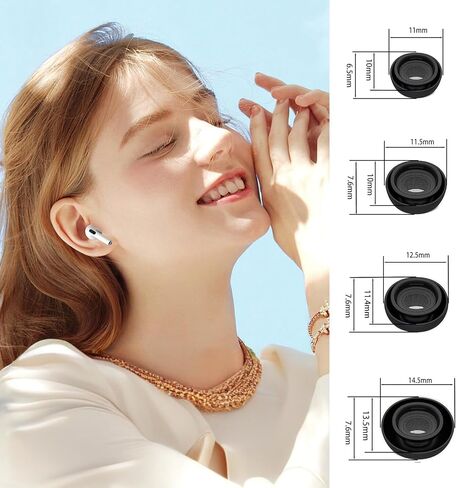 4 أزواج من أطراف الأذن البديلة لأجهزة AirPods Pro وAirPods Pro الجيل الثاني مع فتحة لتقليل الضوضاء، تناسب علبة الشحن، أطراف أذن ناعمة مضادة للانزلاق متوافقة مع Airpods Pro/Pro 2 (أسود) in Kuwait