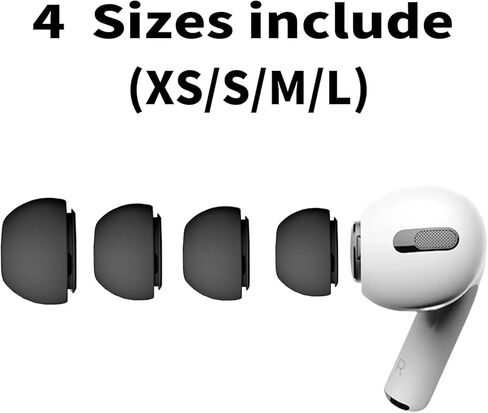 4-Pair Replacement Ear Tips for AirPods Pro & AirPods Pro 2nd Generation with Noise Reduction Hole,Fit in The Charging Case,Anti Slip Soft Ear Tips Compatible Airpods Pro/Pro 2 (Black) in Saudi Arabia