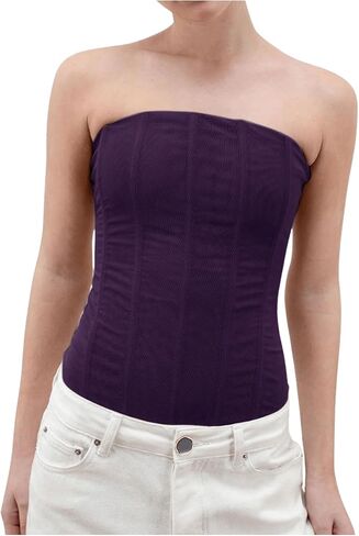 SHENHE Women's Vintage Strapless Boned Mesh Bustier Corset Top Bodyshaper Tube Top in Saudi Arabia