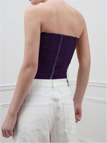 SHENHE Women's Vintage Strapless Boned Mesh Bustier Corset Top Bodyshaper Tube Top in Saudi Arabia