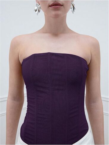 SHENHE Women's Vintage Strapless Boned Mesh Bustier Corset Top Bodyshaper Tube Top in Saudi Arabia
