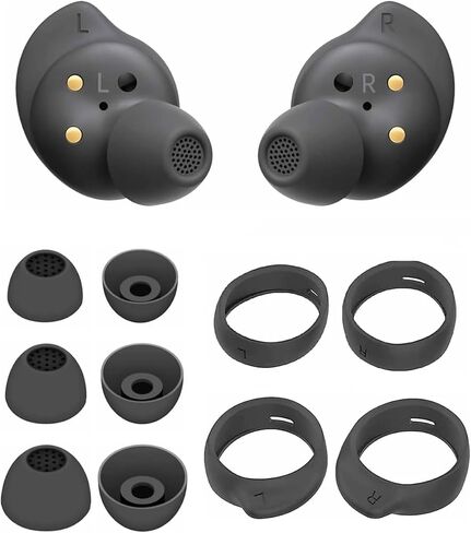 مجموعة خطافات الأذن ALXCD متوافقة مع سماعات الأذن Galaxy Buds FE، S/M/L 3 أزواج من رؤوس سماعات الأذن السيليكون، S/L 2 زوجًا من خطافات الأذن، متوافقة مع Galaxy Buds FE SM-R400 6+4 أسود in Saudi Arabia