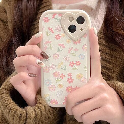 Ownest Compatible with iPhone 7/8/SE/SE 2Case with Cute Flowers Floral Pattern for Women Girls Soft Silicone Love Lens Protection Case for iPhone 7/8/SE/SE 2-White in Kuwait