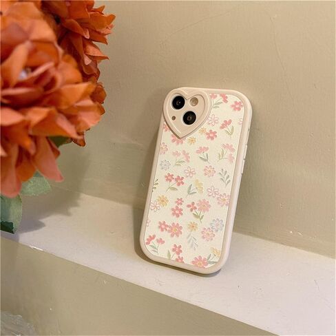 Ownest Compatible with iPhone 7/8/SE/SE 2Case with Cute Flowers Floral Pattern for Women Girls Soft Silicone Love Lens Protection Case for iPhone 7/8/SE/SE 2-White in Kuwait