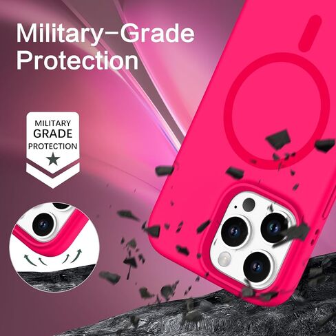 BENTOBEN Magnetic Case for iPhone 16 Pro, iPhone 16 Pro Silicone Case, [Compatible with MagSafe] Soft Silicone Gel Rubber Bumper Shockproof Protective Phone Cover for iPhone 16 Pro 6.3", Hot Pink in Saudi Arabia