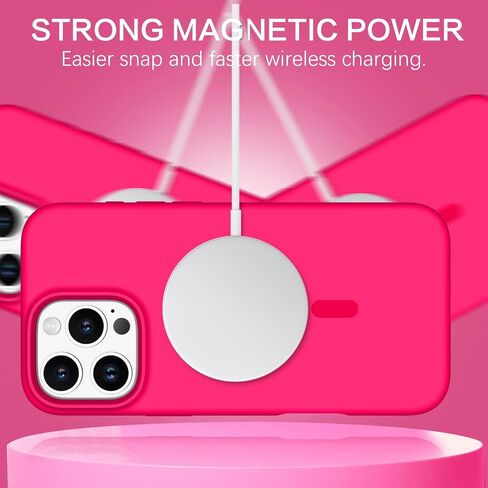 BENTOBEN Magnetic Case for iPhone 16 Pro, iPhone 16 Pro Silicone Case, [Compatible with MagSafe] Soft Silicone Gel Rubber Bumper Shockproof Protective Phone Cover for iPhone 16 Pro 6.3", Hot Pink in Saudi Arabia