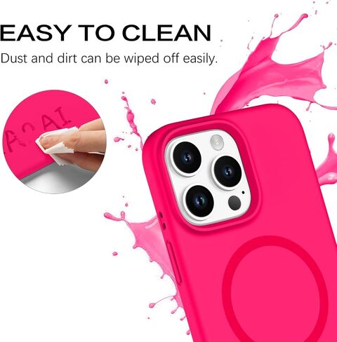 BENTOBEN Magnetic Case for iPhone 16 Pro, iPhone 16 Pro Silicone Case, [Compatible with MagSafe] Soft Silicone Gel Rubber Bumper Shockproof Protective Phone Cover for iPhone 16 Pro 6.3", Hot Pink in Saudi Arabia