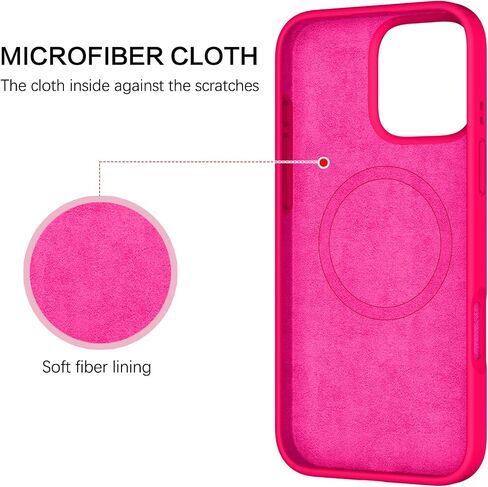 BENTOBEN Magnetic Case for iPhone 16 Pro, iPhone 16 Pro Silicone Case, [Compatible with MagSafe] Soft Silicone Gel Rubber Bumper Shockproof Protective Phone Cover for iPhone 16 Pro 6.3", Hot Pink in Saudi Arabia