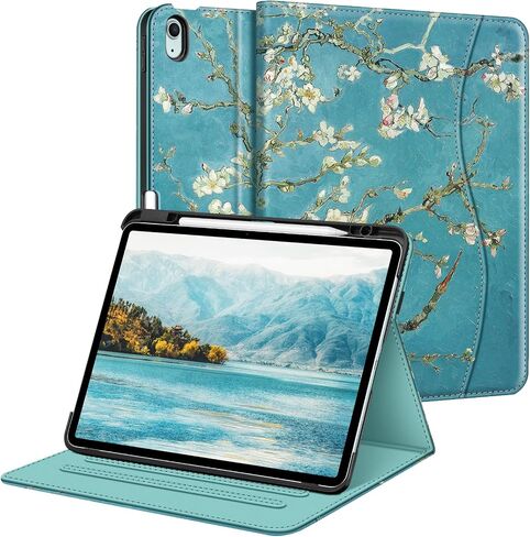 Fintie Folio Case for iPad Air 13-inch (M2) 2024, Magnetic Multi-Angle Smart Stand Cover with Built-in Pencil Holder & Pocket, Auto Sleep/Wake, Blossom in Saudi Arabia