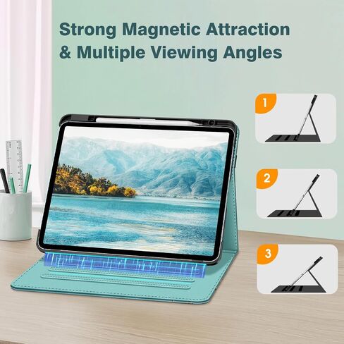 Fintie Folio Case for iPad Air 13-inch (M2) 2024, Magnetic Multi-Angle Smart Stand Cover with Built-in Pencil Holder & Pocket, Auto Sleep/Wake, Blossom in Saudi Arabia
