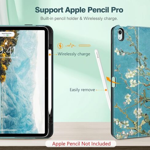 Fintie Folio Case for iPad Air 13-inch (M2) 2024, Magnetic Multi-Angle Smart Stand Cover with Built-in Pencil Holder & Pocket, Auto Sleep/Wake, Blossom in Saudi Arabia