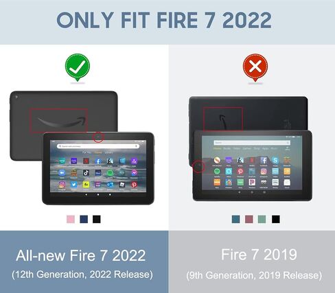 حافظة MoKo تناسب أجهزة Amazon Kindle Fire 7 اللوحية الجديدة كليًا (إصدار 2022 - الجيل الثاني عشر) أحدث طراز 7 بوصات، غطاء حامل ثلاثي الطي من جلد البولي يوريثان مع غطاء خلفي بلوري شفاف مع خاصية التنبيه/السكون التلقائي، لون نيلي in Saudi Arabia