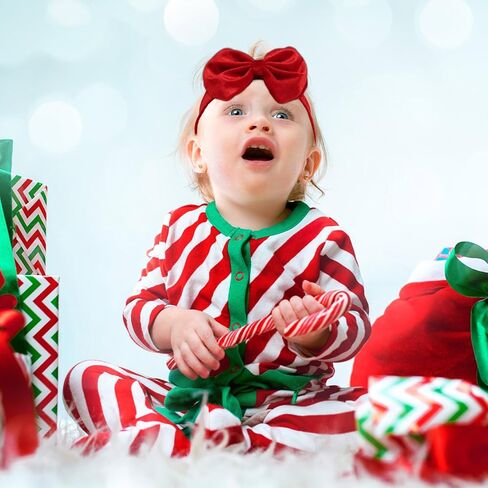 3PCS Christmas Headbands for Baby Girls, Red Santa Velvet Baby Bows, Eastic Xmas Newborn Headwrap for Infant Toddler in Saudi Arabia