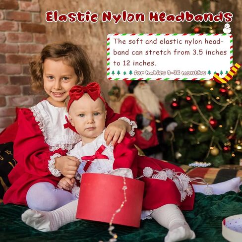 3PCS Christmas Headbands for Baby Girls, Red Santa Velvet Baby Bows, Eastic Xmas Newborn Headwrap for Infant Toddler in Saudi Arabia