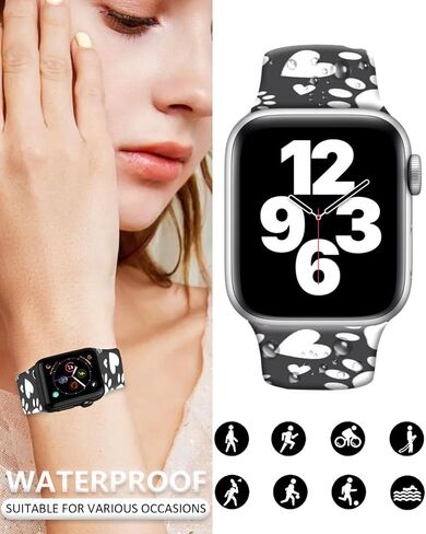 Compatible with Apple Watch Band 38mm 40mm 41mm 42mm 44mm 46mm 45mm 49mm for Women Men, Soft Silicone Waterproof Replacement Strap for iWatch Bands Series 10 9 8 7 6 5 4 3 2 1 SE Ultra/Ultra 2 in Kuwait