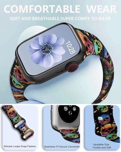 Compatible with Apple Watch Band 38mm 40mm 41mm 42mm 44mm 46mm 45mm 49mm for Women Men, Soft Silicone Waterproof Replacement Strap for iWatch Bands Series 10 9 8 7 6 5 4 3 2 1 SE Ultra/Ultra 2 in Kuwait