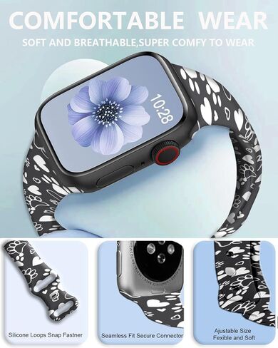 Compatible with Apple Watch Band 38mm 40mm 41mm 42mm 44mm 46mm 45mm 49mm for Women Men, Soft Silicone Waterproof Replacement Strap for iWatch Bands Series 10 9 8 7 6 5 4 3 2 1 SE Ultra/Ultra 2 in Kuwait