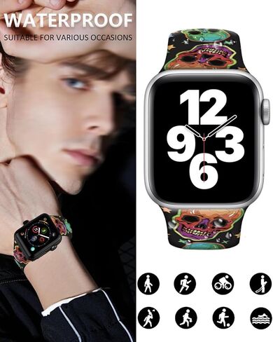 Compatible with Apple Watch Band 38mm 40mm 41mm 42mm 44mm 46mm 45mm 49mm for Women Men, Soft Silicone Waterproof Replacement Strap for iWatch Bands Series 10 9 8 7 6 5 4 3 2 1 SE Ultra/Ultra 2 in Kuwait