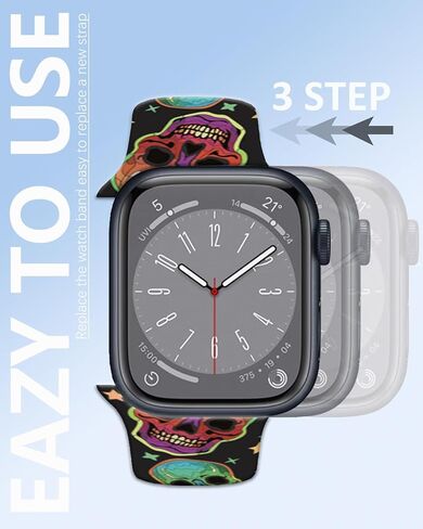 Compatible with Apple Watch Band 38mm 40mm 41mm 42mm 44mm 46mm 45mm 49mm for Women Men, Soft Silicone Waterproof Replacement Strap for iWatch Bands Series 10 9 8 7 6 5 4 3 2 1 SE Ultra/Ultra 2 in Kuwait