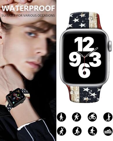 Compatible with Apple Watch Band 38mm 40mm 41mm 42mm 44mm 46mm 45mm 49mm for Women Men, Soft Silicone Waterproof Replacement Strap for iWatch Bands Series 10 9 8 7 6 5 4 3 2 1 SE Ultra/Ultra 2 in Kuwait
