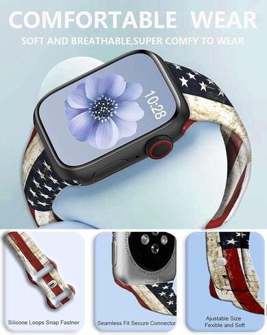 Compatible with Apple Watch Band 38mm 40mm 41mm 42mm 44mm 46mm 45mm 49mm for Women Men, Soft Silicone Waterproof Replacement Strap for iWatch Bands Series 10 9 8 7 6 5 4 3 2 1 SE Ultra/Ultra 2 in Kuwait