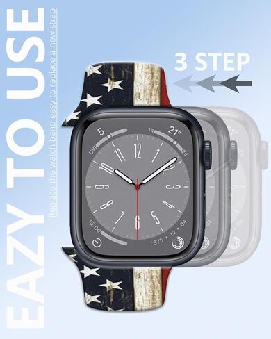 Compatible with Apple Watch Band 38mm 40mm 41mm 42mm 44mm 46mm 45mm 49mm for Women Men, Soft Silicone Waterproof Replacement Strap for iWatch Bands Series 10 9 8 7 6 5 4 3 2 1 SE Ultra/Ultra 2 in Kuwait