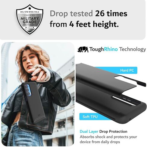 TUDIA DualShield Designed for Motorola Edge 5G UW/Moto Edge 2021 Case - Slim Heavy Duty Tough Dual Layer Protection - Matte Black in Saudi Arabia