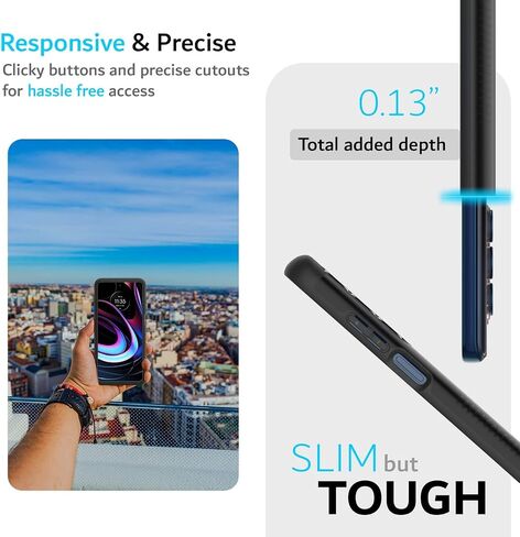 TUDIA DualShield Designed for Motorola Edge 5G UW/Moto Edge 2021 Case - Slim Heavy Duty Tough Dual Layer Protection - Matte Black in Saudi Arabia