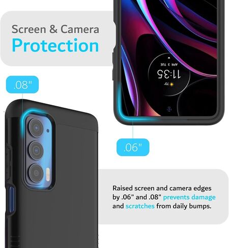 TUDIA DualShield Designed for Motorola Edge 5G UW/Moto Edge 2021 Case - Slim Heavy Duty Tough Dual Layer Protection - Matte Black in Saudi Arabia