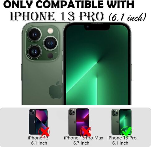 Annymall for iPhone 13 Pro Case with 2 Screen Protector,Shockproof Drop Protection Full Body Heavy Duty 3 Layer Military Rugged Durable Phone Cover for Apple iPhone 13 Pro 6.1" (Black) in Kuwait