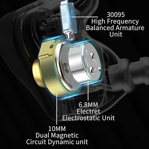 سماعات أذن KZ ZEX Pro HIFI داخل الأذنين، سماعات أذن KZ ZEX Pro IEM مع 1 محرك إلكتروستاتيكي 1 سائق ديناميكي 1 سماعات رأس هجينة لمحرك المحرك المتوازن للموسيقيين الصوتيين (مع ميكروفون، فضي) in Kuwait