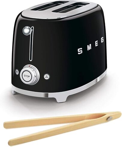 Smeg TSF01CRUS 50's Retro Style Toaster Bundle with Bamboo Tongs - (Cream) 2 Slice in Kuwait