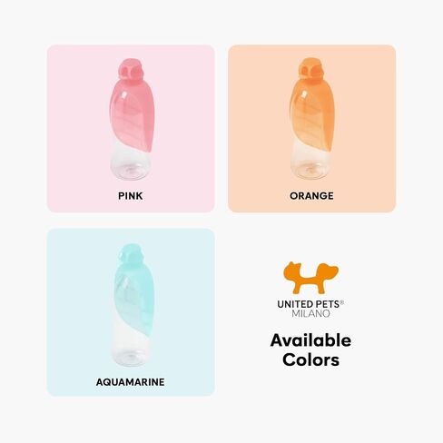 United Pets Leaf - Portable Water Bottle for Dogs, Pink, Dispenser with Drinking Feeder for Pets, Dog Water Bottle, Perfect for Walking, Travel, Hiking in Saudi Arabia