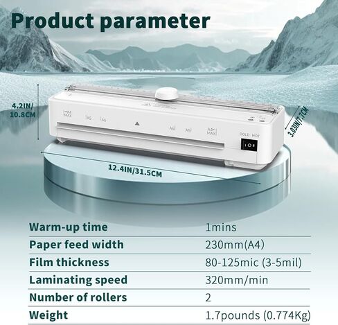 Locamp A4 Laminator Machine with 20 Laminating Sheets,9 Inch Compact Letter Size Laminator Machine Cold&Thermal Laminator with 80s Fast Warm-up,for Home Office School Use (White) in Saudi Arabia