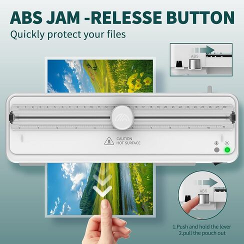 Locamp A4 Laminator Machine with 20 Laminating Sheets,9 Inch Compact Letter Size Laminator Machine Cold&Thermal Laminator with 80s Fast Warm-up,for Home Office School Use (White) in Saudi Arabia