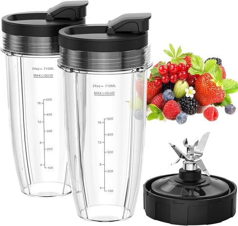 Blender Replacement Parts for Ninja, 32oz Ninja Blender Cups with To-Go Lids, Blender Blade Compatible with Nutri Ninja Auto iQ Blenders BL2012 BN801 BL480-30 BL640-30 in Saudi Arabia