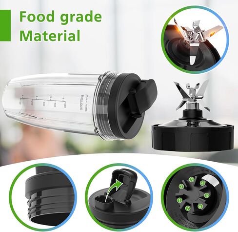 Blender Replacement Parts for Ninja, 32oz Ninja Blender Cups with To-Go Lids, Blender Blade Compatible with Nutri Ninja Auto iQ Blenders BL2012 BN801 BL480-30 BL640-30 in Saudi Arabia