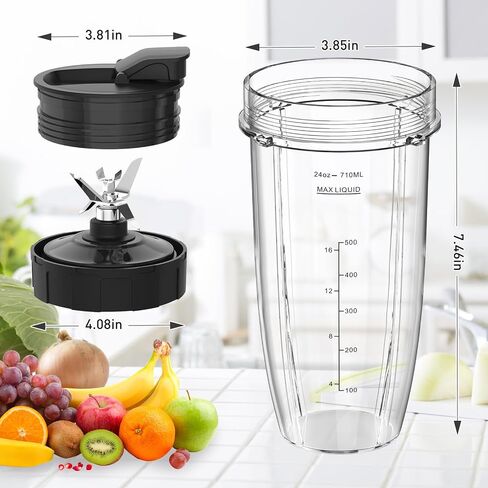 Blender Replacement Parts for Ninja, 32oz Ninja Blender Cups with To-Go Lids, Blender Blade Compatible with Nutri Ninja Auto iQ Blenders BL2012 BN801 BL480-30 BL640-30 in Saudi Arabia