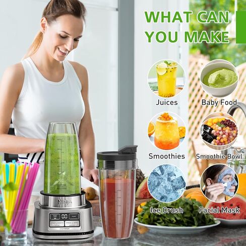 Blender Replacement Parts for Ninja, 32oz Ninja Blender Cups with To-Go Lids, Blender Blade Compatible with Nutri Ninja Auto iQ Blenders BL2012 BN801 BL480-30 BL640-30 in Saudi Arabia