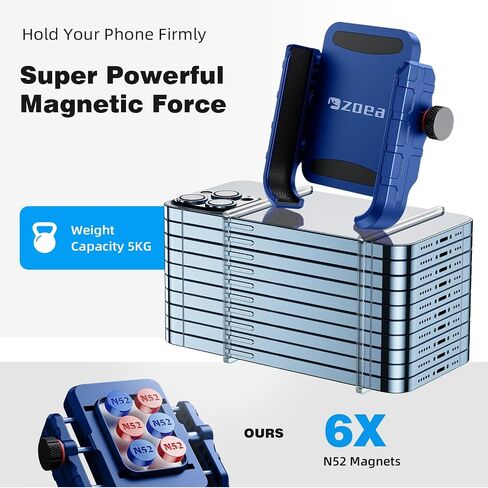 ZOEA Golf Cart Magnetic Phone Holder, Smartphone Mount, Ultra Strength Magnet Golf Phone Caddy, 360°Rotatable/One-Handed Pick & Place View Golf Cart Accessories Golf Gifts (Blue) in Saudi Arabia