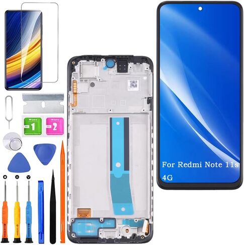 قطعة بديلة للشاشة لجهاز Xiaomi Redmi Note 11s 4G TFT، لشاشة Xiaomi Poco M5s LCD التي تعمل باللمس، أجزاء إصلاح مجموعة التحويل الرقمي مع عدة (أسود مع إطار) in Kuwait